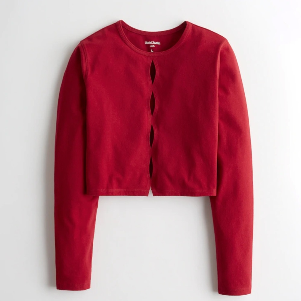hollister Crop Key Hole Long sleeve T-Shirt